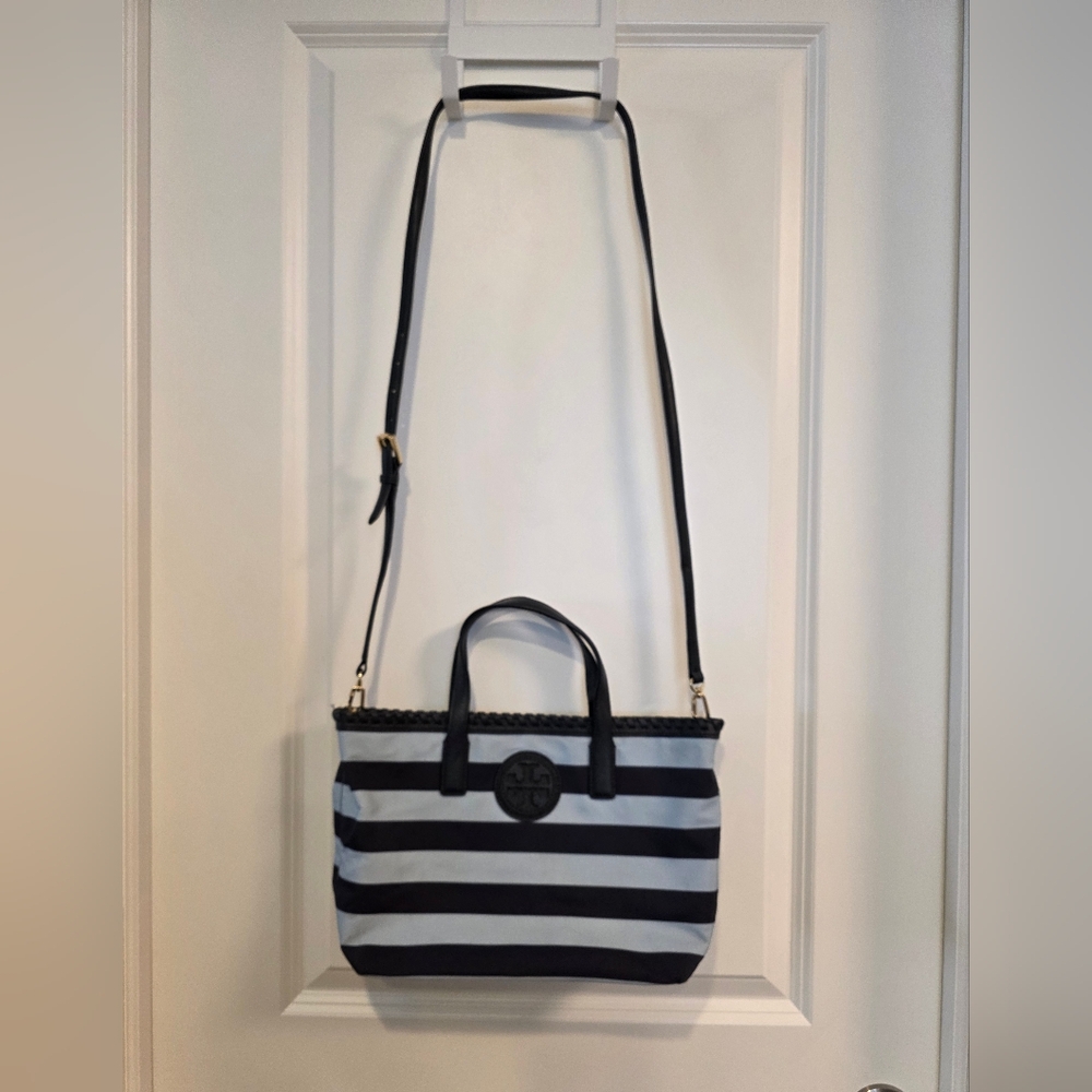 Striped Black and White Tote Bag - Picture 1 of 5